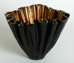 gold and black vases