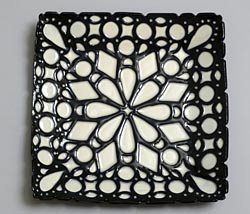 black and white square plate