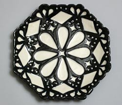 black and white octagonal plate