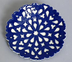 blue and white, small rectangle plate